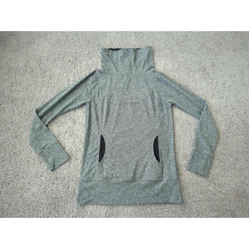 prAna Pullover Sweatshirt Womens S Heather Gray Cowl Neck‎ Gym Made in Taiwan